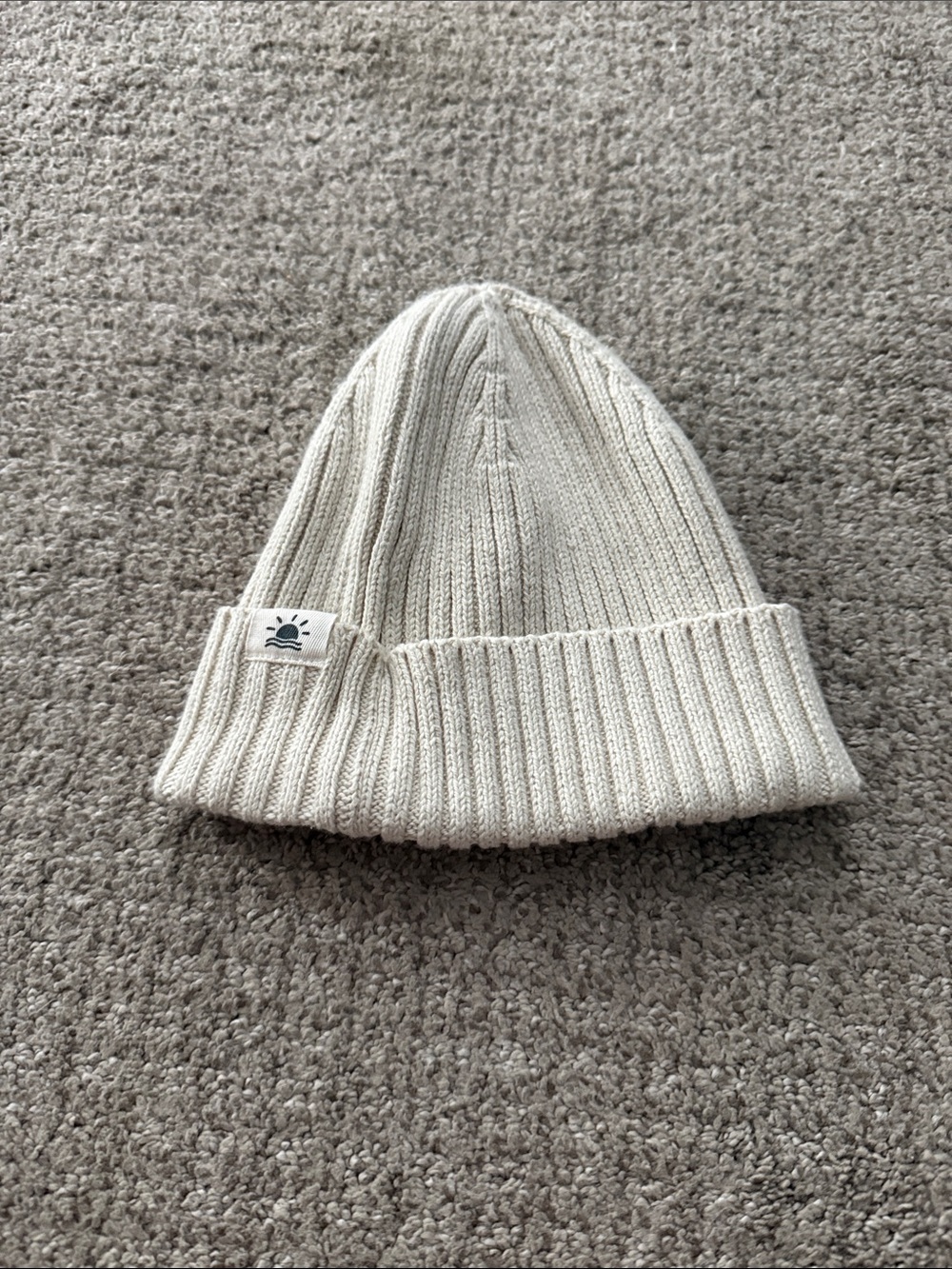 Toddler Cream Ribbed Knit Beanie Hat